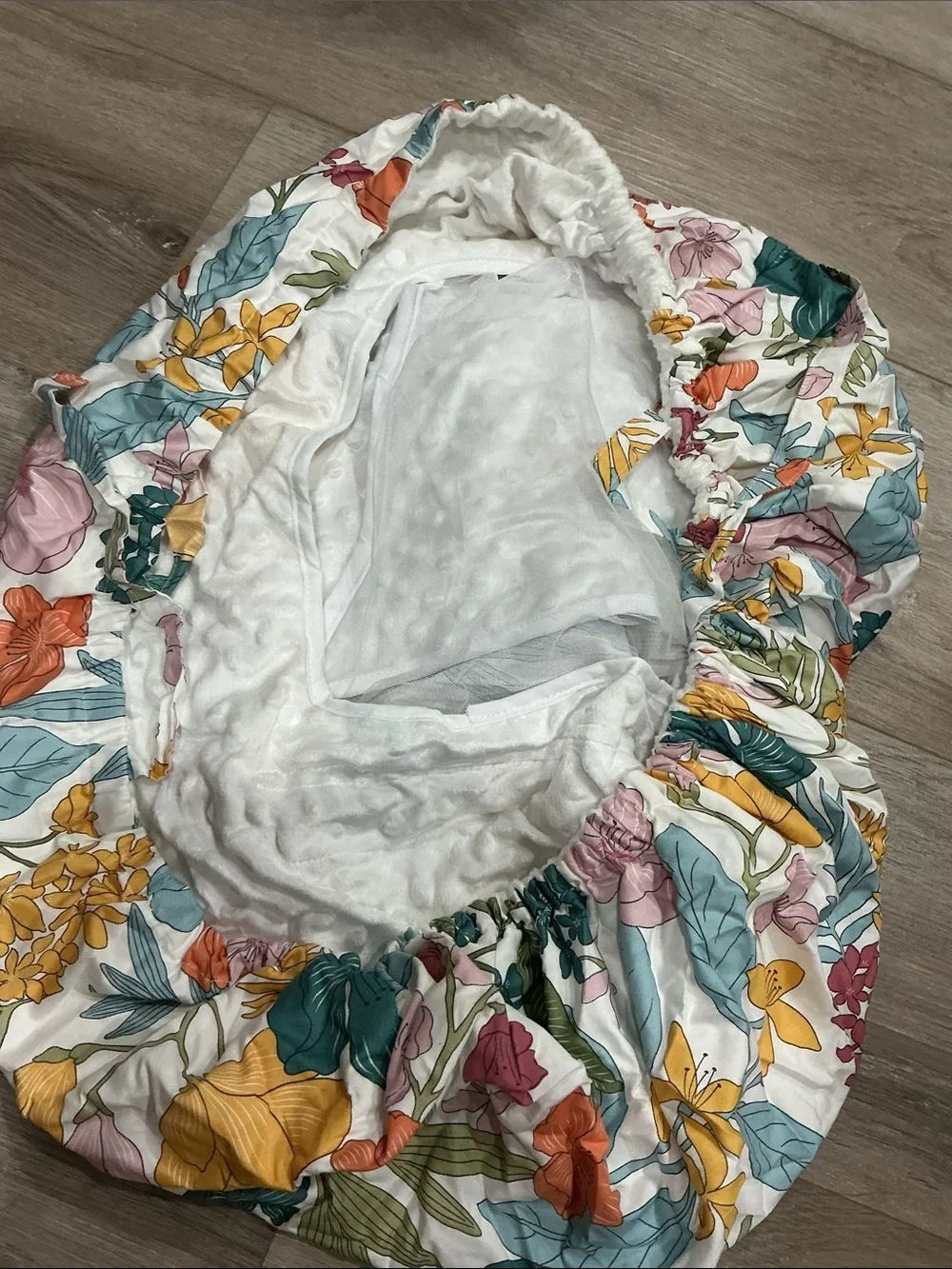Floral Baby Car Seat Cover - White & Multicolor